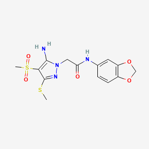 2-[5-amino-4-(methylsulfonyl)-3-(methylthio)-1H-pyrazol-1-yl]-N-1,3-benzodioxol-5-ylacetamide