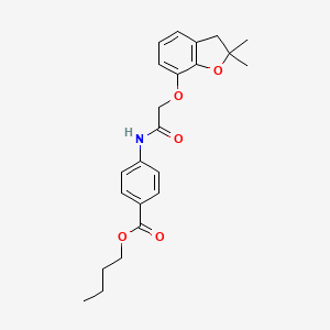 molecular formula C23H27NO5 B2532902 4-(2-((2,2-ジメチル-2,3-ジヒドロベンゾフラン-7-イル)オキシ)アセトアミド)安息香酸ブチル CAS No. 946358-63-0