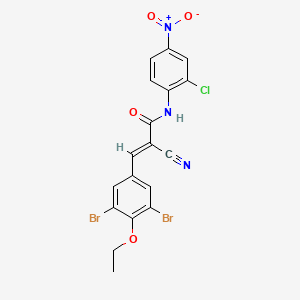 molecular formula C18H12Br2ClN3O4 B2532907 (E)-N-(2-chloro-4-nitrophenyl)-2-cyano-3-(3,5-dibromo-4-ethoxyphenyl)prop-2-enamide CAS No. 522656-35-5