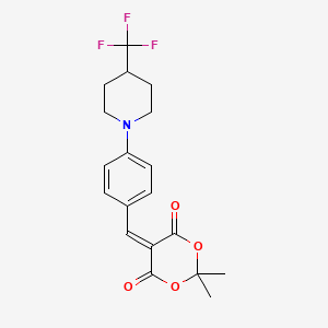 molecular formula C19H20F3NO4 B2532914 2,2-Dimethyl-5-{4-[4-(trifluoromethyl)piperidin-1-yl]benzylidene}-1,3-dioxane-4,6-dione CAS No. 2060750-10-7