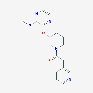 molecular formula C18H23N5O2 B2532923 1-(3-((3-(Dimethylamino)pyrazin-2-yl)oxy)piperidin-1-yl)-2-(pyridin-3-yl)ethanone CAS No. 2034502-88-8