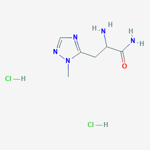 molecular formula C6H13Cl2N5O B2532932 2-Amino-3-(2-methyl-1,2,4-triazol-3-yl)propanamide;dihydrochloride CAS No. 2375268-04-3