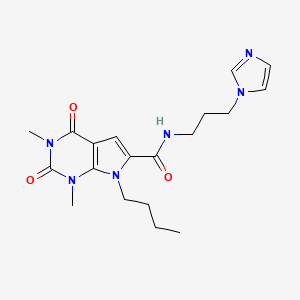 N-(3-(1H-imidazol-1-yl)propyl)-7-butyl-1,3-dimethyl-2,4-dioxo-2,3,4,7-tetrahydro-1H-pyrrolo[2,3-d]pyrimidine-6-carboxamide