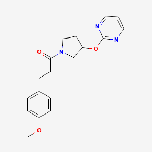 molecular formula C18H21N3O3 B2532952 3-(4-Methoxyphenyl)-1-(3-(pyrimidin-2-yloxy)pyrrolidin-1-yl)propan-1-one CAS No. 2034251-07-3