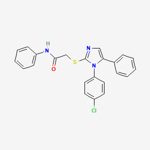 molecular formula C23H18ClN3OS B2532978 2-((1-(4-chlorophenyl)-5-phenyl-1H-imidazol-2-yl)thio)-N-phenylacetamide CAS No. 1226435-18-2