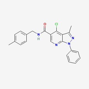4-chloro-3-methyl-N-[(4-methylphenyl)methyl]-1-phenylpyrazolo[3,4-b]pyridine-5-carboxamide