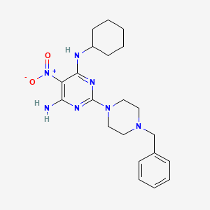 2-(4-benzylpiperazin-1-yl)-N4-cyclohexyl-5-nitropyrimidine-4,6-diamine