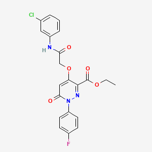 molecular formula C21H17ClFN3O5 B2533010 Ethyl 4-(2-((3-chlorophenyl)amino)-2-oxoethoxy)-1-(4-fluorophenyl)-6-oxo-1,6-dihydropyridazine-3-carboxylate CAS No. 899975-68-9