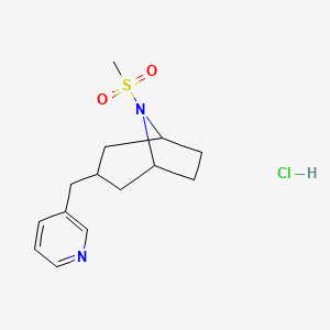 molecular formula C14H21ClN2O2S B2533015 (1R,5S)-8-(methylsulfonyl)-3-(pyridin-3-ylmethyl)-8-azabicyclo[3.2.1]octane hydrochloride CAS No. 2320819-72-3