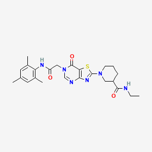 molecular formula C24H30N6O3S B2533016 5-(4-Fluorophenyl)-3-(5-methoxy-3-methyl-1-benzofuran-2-yl)-1,2,4-oxadiazole CAS No. 1116048-75-9