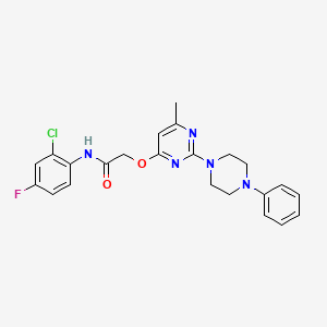 molecular formula C23H23ClFN5O2 B2533025 N-(2-氯-4-氟苯基)-2-{[6-甲基-2-(4-苯基哌嗪-1-基)嘧啶-4-基]氧基}乙酰胺 CAS No. 1029763-90-3