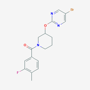molecular formula C17H17BrFN3O2 B2533030 (3-((5-Bromopyrimidin-2-yl)oxy)piperidin-1-yl)(3-fluoro-4-methylphenyl)methanone CAS No. 2034621-32-2