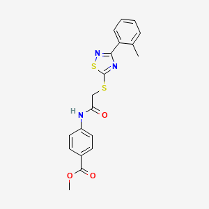 molecular formula C19H17N3O3S2 B2533033 Methyl 4-(2-((3-(o-tolyl)-1,2,4-thiadiazol-5-yl)thio)acetamido)benzoate CAS No. 864918-77-4