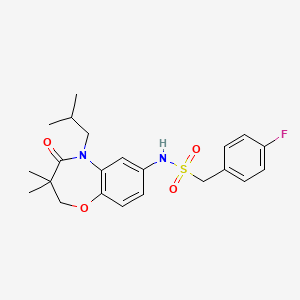molecular formula C22H27FN2O4S B2533038 1-(4-fluorophenyl)-N-(5-isobutyl-3,3-dimethyl-4-oxo-2,3,4,5-tetrahydrobenzo[b][1,4]oxazepin-7-yl)methanesulfonamide CAS No. 922133-20-8