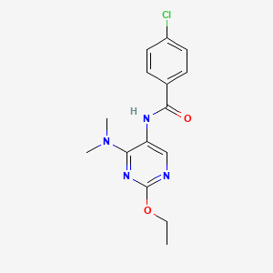 molecular formula C15H17ClN4O2 B2533041 4-chloro-N-(4-(dimethylamino)-2-ethoxypyrimidin-5-yl)benzamide CAS No. 1795415-87-0