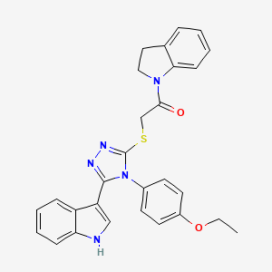 molecular formula C28H25N5O2S B2533049 2-((4-(4-乙氧基苯基)-5-(1H-吲哚-3-基)-4H-1,2,4-三唑-3-基)硫代)-1-(吲哚啉-1-基)乙酮 CAS No. 1105221-48-4