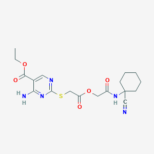 Ethyl 4-amino-2-[2-[2-[(1-cyanocyclohexyl)amino]-2-oxoethoxy]-2-oxoethyl]sulfanylpyrimidine-5-carboxylate