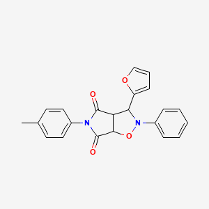 molecular formula C22H18N2O4 B2533056 3-(furan-2-yl)-5-(4-methylphenyl)-2-phenyl-hexahydro-2H-pyrrolo[3,4-d][1,2]oxazole-4,6-dione CAS No. 306969-53-9