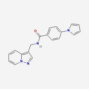 molecular formula C19H16N4O B2533062 N-(吡唑并[1,5-a]吡啶-3-基甲基)-4-(1H-吡咯-1-基)苯甲酰胺 CAS No. 1396874-72-8