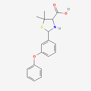 molecular formula C18H19NO3S B2533063 5,5-二甲基-2-(3-苯氧基苯基)-1,3-噻唑烷-4-羧酸 CAS No. 1044753-45-8