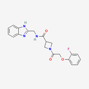 molecular formula C20H19FN4O3 B2533066 N-((1H-苯并[d]咪唑-2-基)甲基)-1-(2-(2-氟苯氧基)乙酰基)氮杂环丁烷-3-甲酰胺 CAS No. 1448123-03-2