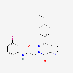 molecular formula C22H19FN4O2S B2533089 2-(7-(4-ethylphenyl)-2-methyl-4-oxothiazolo[4,5-d]pyridazin-5(4H)-yl)-N-(3-fluorophenyl)acetamide CAS No. 941969-14-8