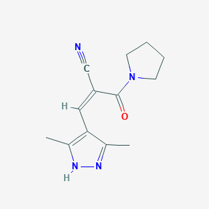 (Z)-3-(3,5-dimethyl-1H-pyrazol-4-yl)-2-(pyrrolidine-1-carbonyl)prop-2-enenitrile