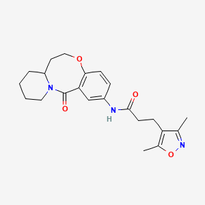 molecular formula C22H27N3O4 B2533096 3-(3,5-Dimethyl-1,2-oxazol-4-yl)-N-(6-oxo-2,3,4,12,13,13a-hexahydro-1H-pyrido[2,1-d][1,5]benzoxazocin-8-yl)propanamide CAS No. 1323695-74-4