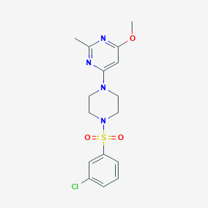 molecular formula C16H19ClN4O3S B2533123 4-(4-((3-氯苯基)磺酰基)哌嗪-1-基)-6-甲氧基-2-甲基嘧啶 CAS No. 946325-70-8