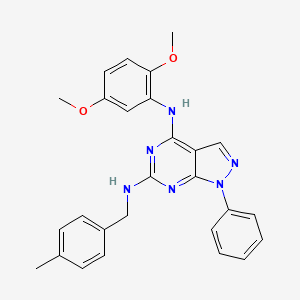 molecular formula C27H26N6O2 B2533129 N~4~-(2,5-二甲氧基苯基)-N~6~-(4-甲基苄基)-1-苯基-1H-吡唑并[3,4-d]嘧啶-4,6-二胺 CAS No. 955338-57-5