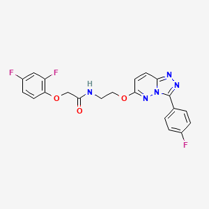 molecular formula C21H16F3N5O3 B2533142 2-(2,4-ジフルオロフェノキシ)-N-(2-((3-(4-フルオロフェニル)-[1,2,4]トリアゾロ[4,3-b]ピリダジン-6-イル)オキシ)エチル)アセトアミド CAS No. 1021112-46-8