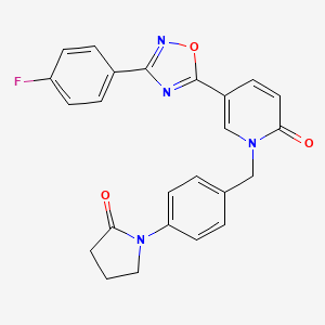molecular formula C24H19FN4O3 B2533154 5-(3-(4-fluorophenyl)-1,2,4-oxadiazol-5-yl)-1-(4-(2-oxopyrrolidin-1-yl)benzyl)pyridin-2(1H)-one CAS No. 1251674-78-8