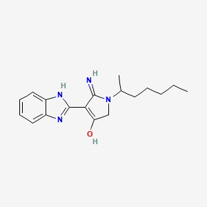 molecular formula C18H24N4O B2533155 5-amino-4-(1H-benzimidazol-2-yl)-1-(heptan-2-yl)-1,2-dihydro-3H-pyrrol-3-one CAS No. 852917-04-5