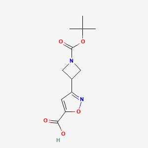 molecular formula C12H16N2O5 B2533156 3-(1-(tert-Butoxycarbonyl)azetidin-3-yl)isoxazole-5-carboxylic acid CAS No. 1892520-61-4