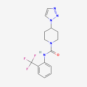 molecular formula C15H16F3N5O B2533166 4-(1H-1,2,3-三唑-1-基)-N-(2-(三氟甲基)苯基)哌啶-1-甲酰胺 CAS No. 1798490-04-6