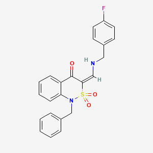 molecular formula C23H19FN2O3S B2533171 (3E)-1-苄基-3-{[(4-氟苄基)氨基]亚甲基}-1H-2,1-苯并噻嗪-4(3H)-酮 2,2-二氧化物 CAS No. 893315-96-3