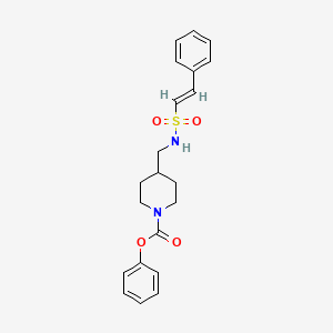 molecular formula C21H24N2O4S B2533174 (E)-苯基4-((2-苯乙烯基磺酰胺)甲基)哌啶-1-羧酸酯 CAS No. 1235704-79-6