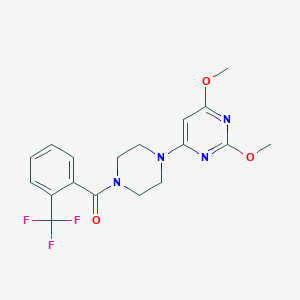 molecular formula C18H19F3N4O3 B2533183 (4-(2,6-Dimethoxypyrimidin-4-yl)piperazin-1-yl)(2-(trifluoromethyl)phenyl)methanon CAS No. 1021039-36-0