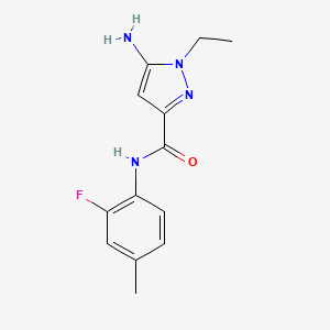 molecular formula C13H15FN4O B2533184 5-amino-1-ethyl-N-(2-fluoro-4-methylphenyl)-1H-pyrazole-3-carboxamide CAS No. 1856095-39-0