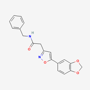 molecular formula C19H16N2O4 B2533194 2-(5-(苯并[d][1,3]二氧杂环-5-基)异恶唑-3-基)-N-苄基乙酰胺 CAS No. 1210145-14-4