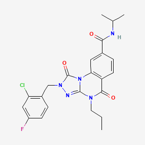 molecular formula C23H23ClFN5O3 B2533197 2-(2-chloro-4-fluorobenzyl)-N-isopropyl-1,5-dioxo-4-propyl-1,2,4,5-tetrahydro-[1,2,4]triazolo[4,3-a]quinazoline-8-carboxamide CAS No. 1105200-21-2