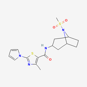 4-methyl-N-(8-(methylsulfonyl)-8-azabicyclo[3.2.1]octan-3-yl)-2-(1H-pyrrol-1-yl)thiazole-5-carboxamide