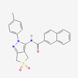 N-[2-(4-methylphenyl)-5,5-dioxo-4,6-dihydrothieno[3,4-c]pyrazol-3-yl]naphthalene-2-carboxamide
