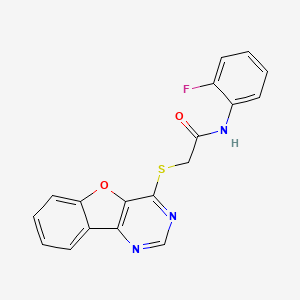 molecular formula C18H12FN3O2S B2533222 2-([1]苯并呋喃[3,2-d]嘧啶-4-基硫代)-N-(2-氟苯基)乙酰胺 CAS No. 844830-80-4