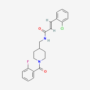 molecular formula C22H22ClFN2O2 B2533239 (E)-3-(2-氯苯基)-N-((1-(2-氟苯甲酰基)哌啶-4-基)甲基)丙烯酰胺 CAS No. 1235703-87-3