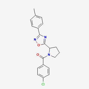 molecular formula C20H18ClN3O2 B2533244 (4-Chlorophenyl)-[2-[3-(4-methylphenyl)-1,2,4-oxadiazol-5-yl]pyrrolidin-1-yl]methanone CAS No. 1024071-66-6