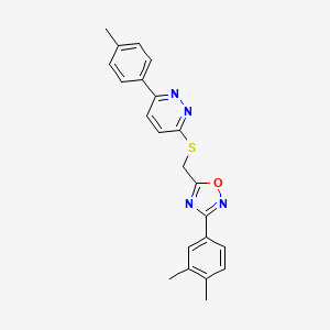 molecular formula C22H20N4OS B2533253 3-(3,4-Dimethylphenyl)-5-(((6-(p-tolyl)pyridazin-3-yl)thio)methyl)-1,2,4-oxadiazole CAS No. 1114909-45-3