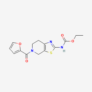 molecular formula C14H15N3O4S B2533265 乙基（5-（呋喃-2-羰基）-4,5,6,7-四氢噻唑并[5,4-c]吡啶-2-基）氨基甲酸酯 CAS No. 1351607-06-1