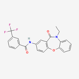 molecular formula C23H17F3N2O3 B2533278 N-(10-乙基-11-氧代-10,11-二氢二苯并[b,f][1,4]恶杂环-2-基)-3-(三氟甲基)苯甲酰胺 CAS No. 922107-89-9