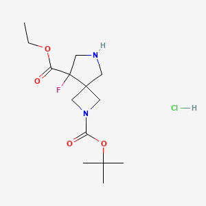 molecular formula C14H24ClFN2O4 B2533284 2-O-叔丁基 5-O-乙基 5-氟-2,7-二氮杂螺[3.4]辛烷-2,5-二羧酸酯；盐酸盐 CAS No. 2413904-33-1